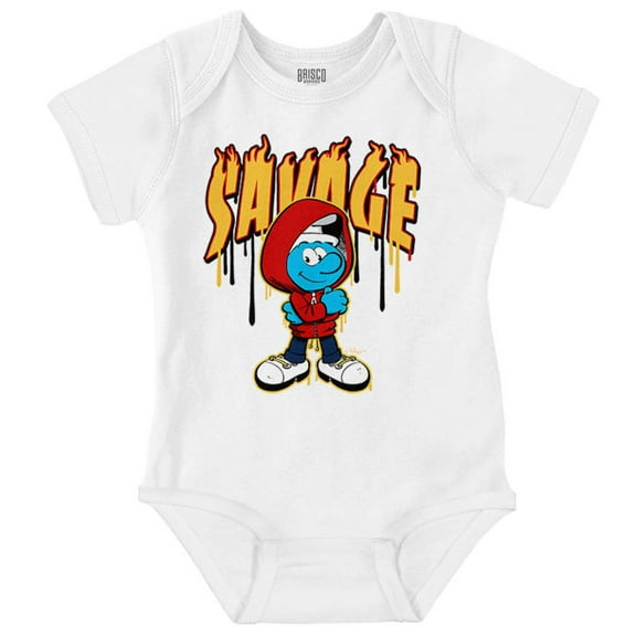 Urban Streetwear Smurf Savage Cartoon Romper Boys or Girls Infant Baby Brisco Brands NB