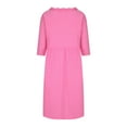 thumbnail image 5 of Ersazi Plus Size Dresses for Curvy Women Women's Spring And Solid Color Three-Quarter Sleeve Round Neck Casual Loose Pocket Dress Pink M, 5 of 8