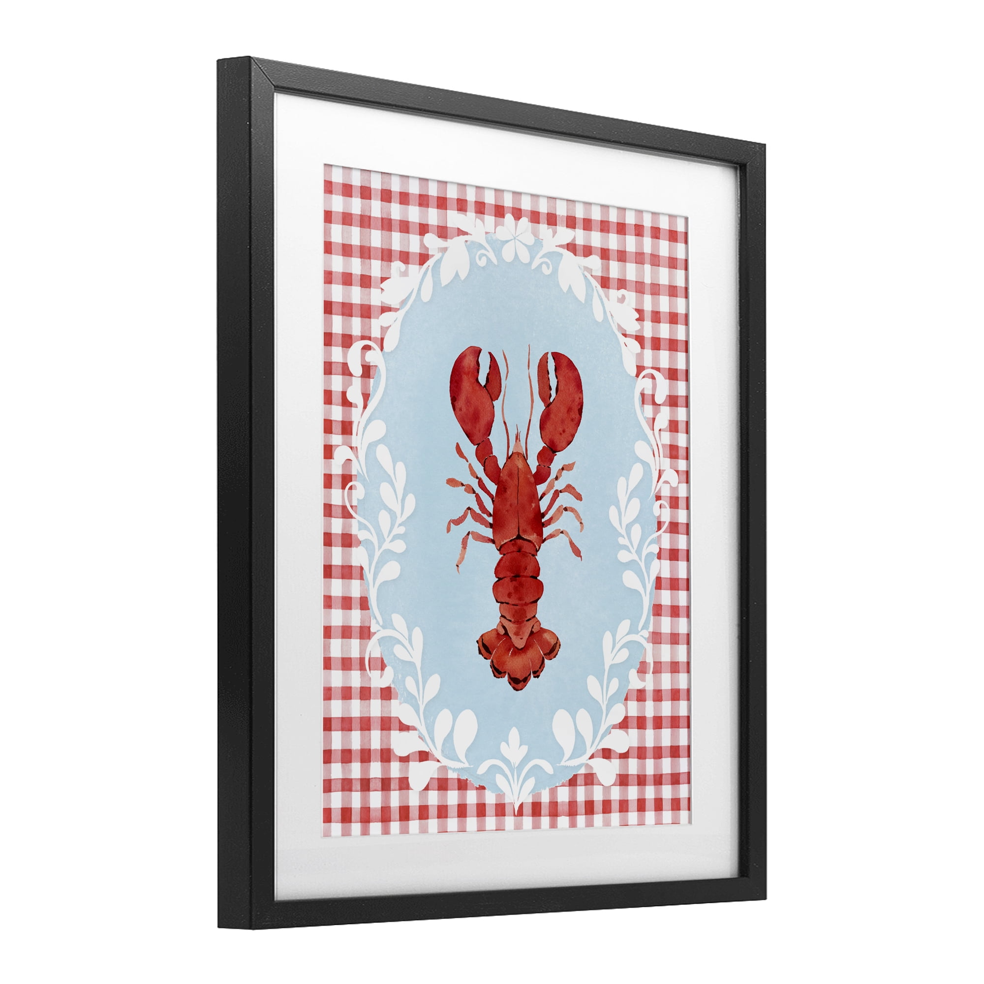 Stupell Industries Lobster with Red Plaid Black Framed Print Under Glass, design by Heather Lee Chan