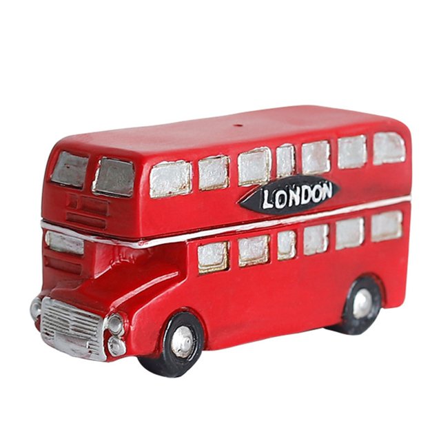SAYOO Adornos Creativos Para Cabina De Teléfono Roja Mini Buzón De Estilo Británico Retro Artesanía De Resina, Decoración Del Hogar De Autobús SAYOO Moderno diseño moderno