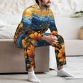 thumbnail image 7 of Hirioo Sunset Sky Sunflower for Men's Pajama Sets 2 Piece Pjs Men's Long-Sleeved Pajama Set Button Down Sleepwear,S-XXL-Medium, 7 of 7