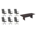 thumbnail image 1 of Pemberly Row Ensemble de 7 - Table de Conférence Grise & 6 Chaises Exécutives Gris Foncé, 1 of 14