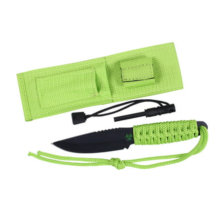 Rothco Zombie Paracord Survival Knife With Fire Starter and Sheath, Neon