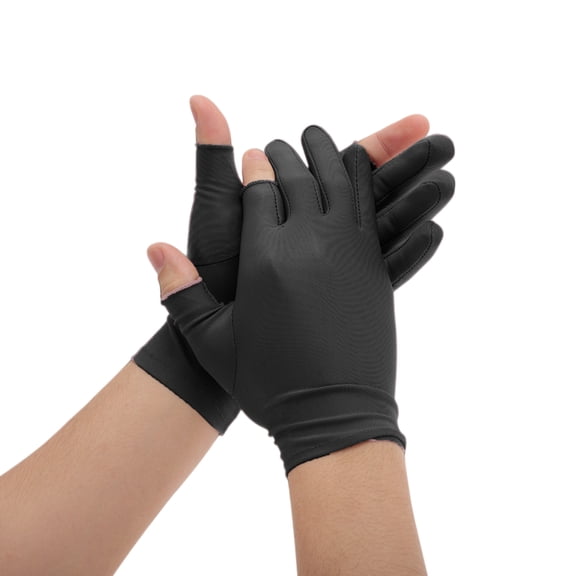 Unique Bargains Anti-slip Sun Protection Half Finger Manicure Gloves 1 Pair Black