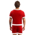 thumbnail image 4 of ZDHoor Mens Velvet Christmas Santa Costume Outfit Short Sleeve Top and Elastic Waistband Shorts Red Large, 4 of 7