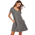 thumbnail image 3 of Fjuchai Womens Dresses Pajamas Summer V-Neck Short Sleeve with Pocket Sleepwear Loungewear L-XXL, 3 of 9