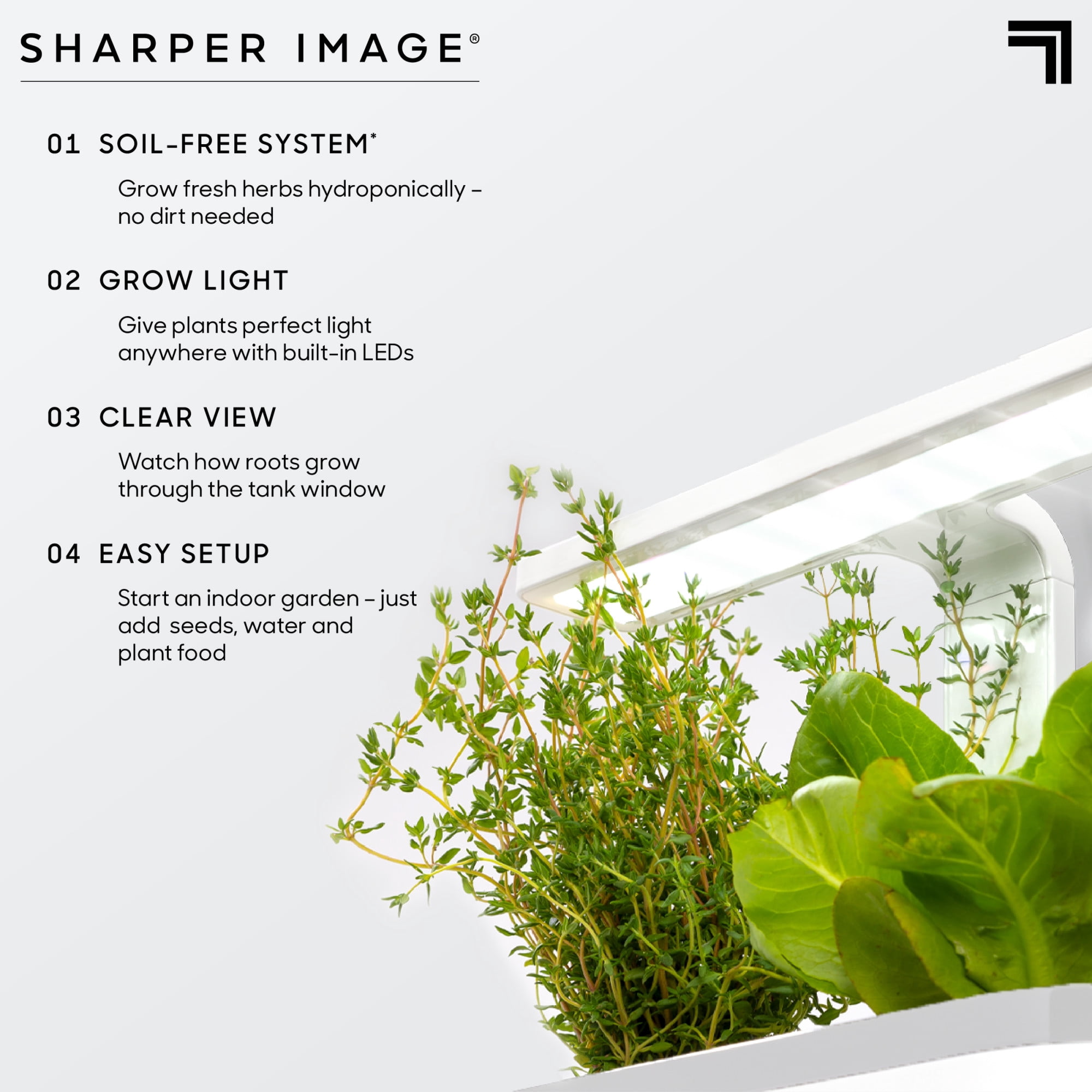 Sharper Image® LED Glow Grow Indoor Water Herb Garden Kit, No Soil Needed