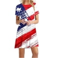 thumbnail image 2 of SMihono Robe d'Été Grande Taille pour Femmes 2023 Mode Fête de l'Indépendance Imprimée Col Rond Manches Courtes Robe, 2 of 6