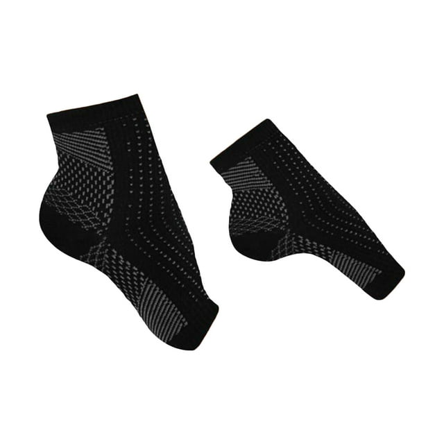 EeaseMX 2 pares de calcetines de compresión para fascitis plantar, calcetines deportivos elásticos de soporte para el tobillo, talla S/M (negro con blanco)
