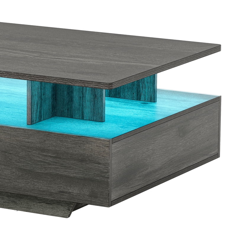 Uforic Modern LED Coffee Table with Storage, Gray photo 8