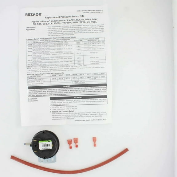 REZNOR 193810 - Pressure Switch Kit For Comb Blwr - Rep.125133