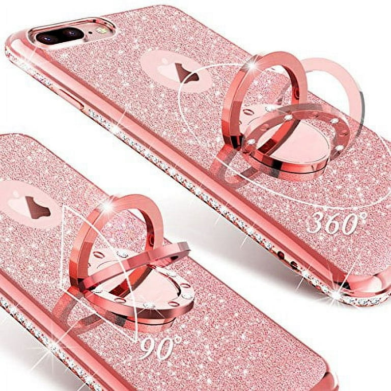 Spycase for iPhone 7 Plus Case, iPhone 8 Plus Case Glitter Cute Phone Case  Girls with Kickstand,Ring Stand Protective Pink iPhone 7 Plus/ 8 Plus for  Girl Women - Rose Gold 