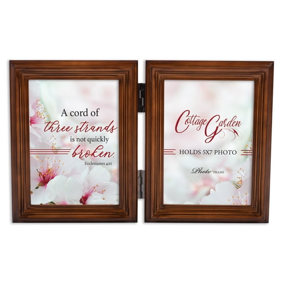 Cord Of Three Strands Woodgrain Double Tabletop Photo Frame- Holds two 5x7 Photos