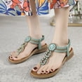 thumbnail image 4 of Womens Sandals Shoes Comfort Walking with Non Slip on Casual Summer Beach Shoes Dress Ankle Elastic Jeweled Bohemian Flats, 4 of 8