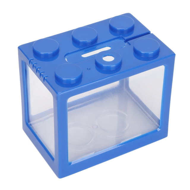 Bloqueo de Construcción Bloque de Pescado Cascadable Aquascape Azul Mini Betta Fish Tank para la Oficina Decoración del Escrito de Casa