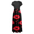 thumbnail image 5 of TIMIFIS Robe Maxi d'Halloween pour Femme à Manches Courtes, Col Ras du Cou, Taille Haute, Longue et Fluide, Robe Tendance à Motif pour Fête, Robe d'Automne Automne/hiver, 5 of 5