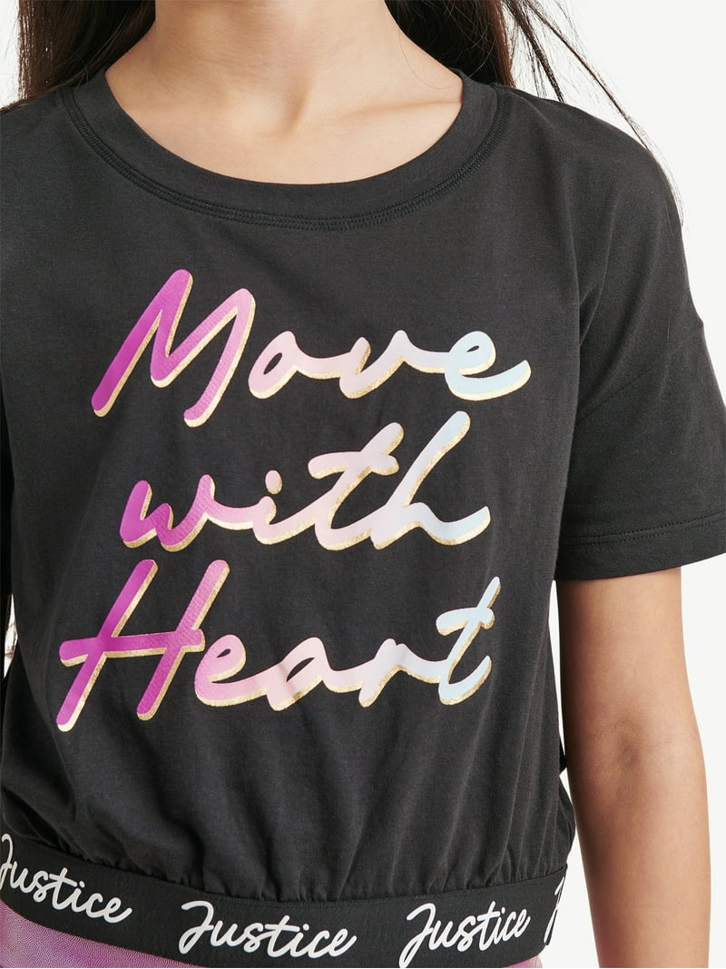 Justice Girls Cropped Shirt, Graphic Crop Tee for Dance and