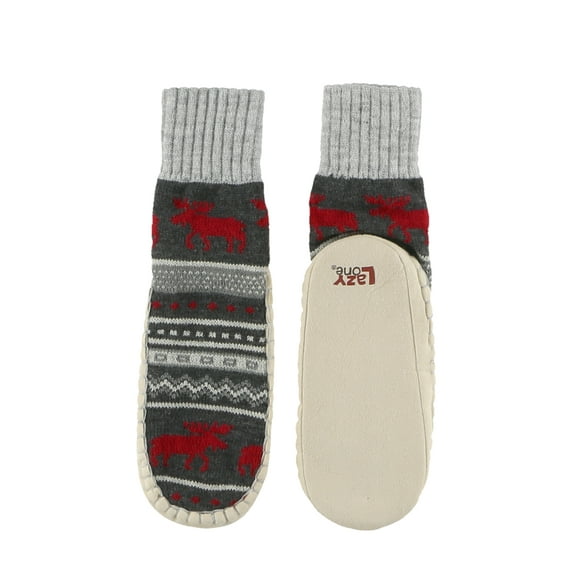 LazyOne Knitted Slippers, Cozy Slipper Socks for Winter, Unisex (Cabin Moose, S/M)