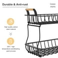 thumbnail image 5 of CACAGOO 2 Tier Countertop Fruit Basket Kitchen Organizer with Wooden Handle for Kitchen Counter Metal Mesh Basket Fruits Stand Produce Holder Organizer, 5 of 10