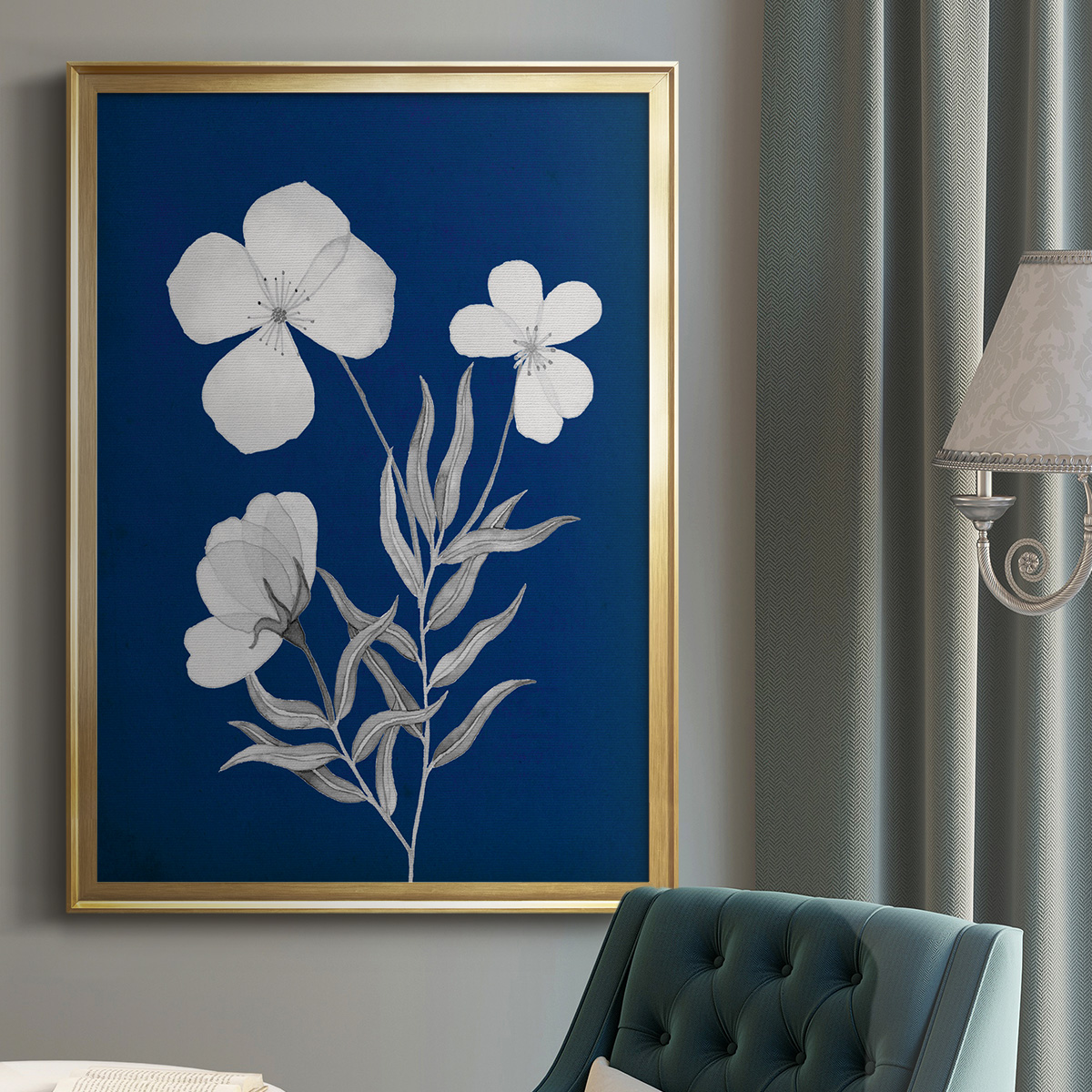 Indigo Sketch I Premium Framed Print - Ready to Hang