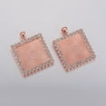thumbnail image 2 of 5 pc Alloy Pendant Cabochon Settings Plain Edge Bezel Cups with Rhinestone Square Rose Gold Tray: 25x25mm 45x34.5x3mm Hole: 4x6mm, 2 of 2