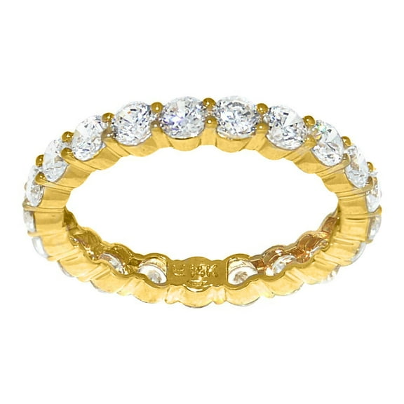 14k Yellow Gold Prong-set Round-cut Cubic Zirconia Eternity Band