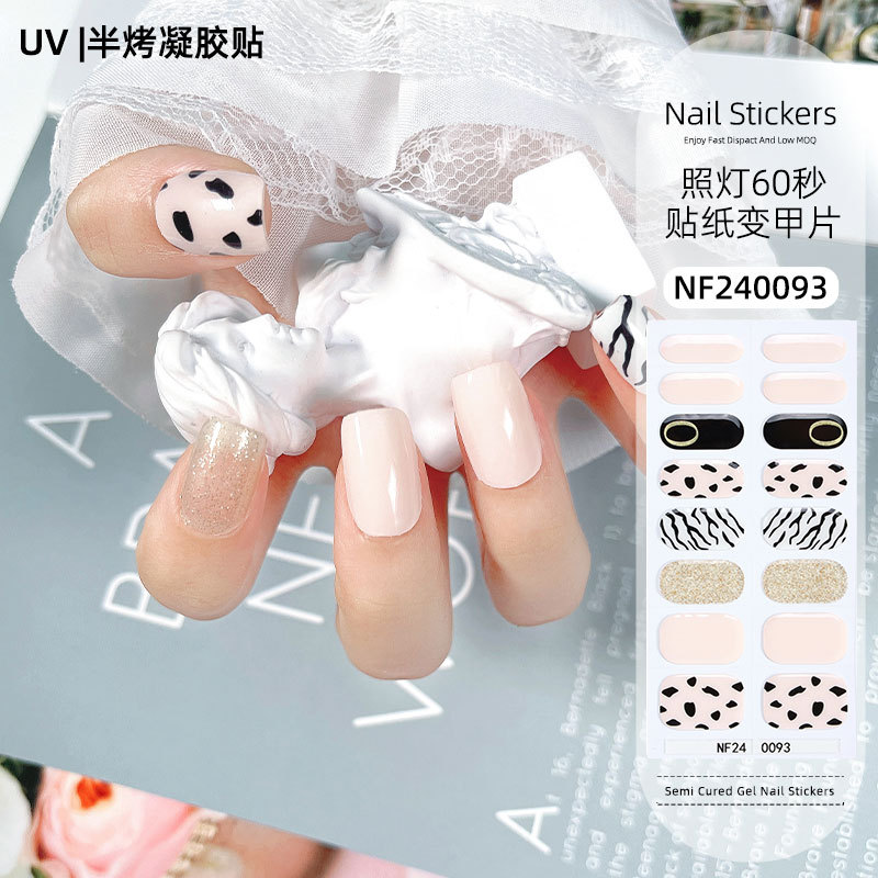 Gel nail stickers UV second generation semi-baked semi-cured nail stickers-NF240093