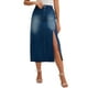 thumbnail image 1 of Falda de mezclilla para mujer INSPIRE CHIC, casual, con abertura lateral, en línea A, ajustada, de cintura alta, faldas de jeans XL, azul oscuro, 1 of 6