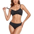 thumbnail image 2 of Traje de baño de 2 piezas para mujer, conjunto de Bikini de cintura alta con nudo trenzado transpirable a la moda para nadar en la playa, negro XL, 2 of 6
