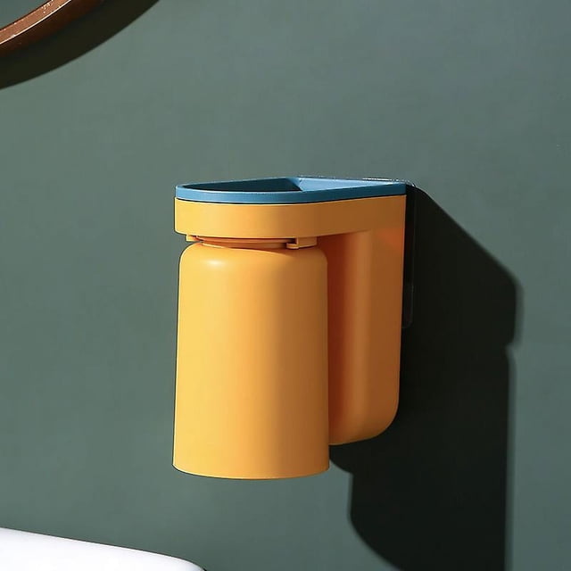 Soporte para cepillos de dientes, caja de almacenamiento para baño montada en la pared, amarillo
