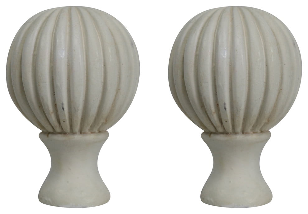 Urbanest Fluted Ball Lamp Finial, 2 1/8" Tall, Antique White, Set of 2