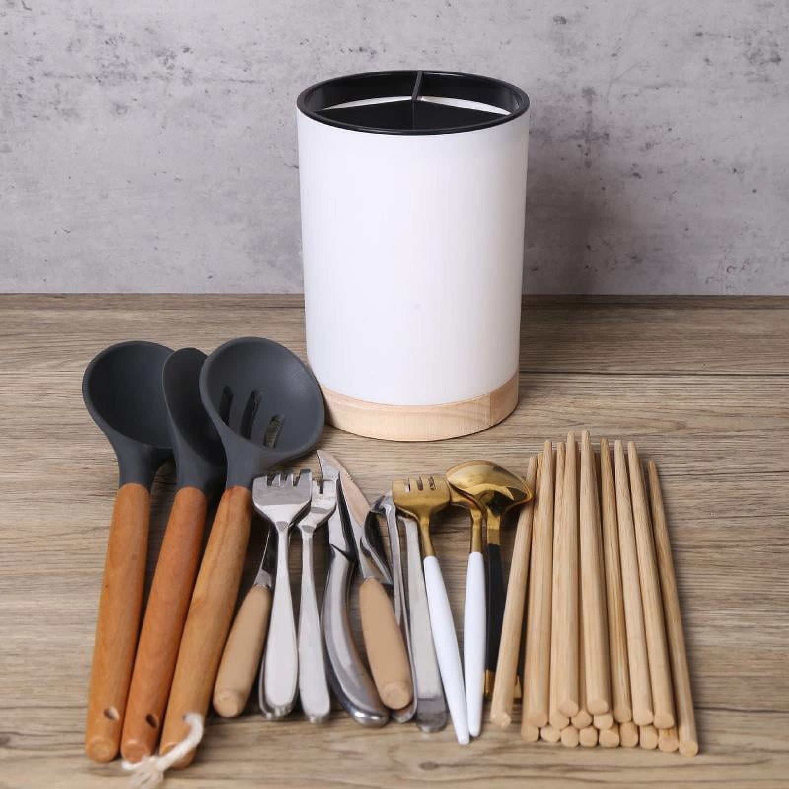 WEISIPU Kitchen Utensil Holder for Countertop, Cooking Utensil Organizer Storage Caddy for Cutlery, Draining Tableware Spoon Forks Chopstick Storage Box