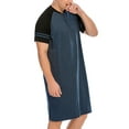 thumbnail image 5 of 2 Pack Men's Nightshirt Short Sleeve Nightgown Night Sleep Shirt Comfy Nightwear Big&Tall V Neck Short Sleeve Soft Loose Pajama Sleep Shirt Navy Blue, 5 of 8