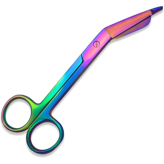 XTRM CRAFT Bandage, Castroviejo, & Iris Scissors, & Kelly, & Mosquito Forceps Rainbow - Stainless Steel, DIY Crafting Scissors and Forceps Multicolors (Bandage Scissors, 5.5 inches)