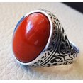 thumbnail image 2 of NEW Coral Mans Ring, Natural Red Coral Ring, Unisex Ring, Silver Jewelry, 925 Silver Ring, Birthday Gift, Heavy Mens Ring, Arabic Design, Ottoman Style Ring, Christmas, Turkey Mens Signet Ring, 2 of 6