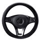 thumbnail image 3 of Accesorio para coche cómodo y suave de cuero repujado resistente al desgaste sin cubierta de placa de volante de anillo interior adecuada para 14,5-15 pulgadas, 3 of 6