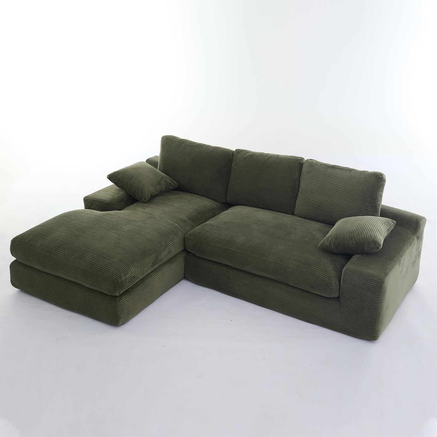 Demi Bonn 99"x69" L-Shape Modular Sectional Sofa Set, Modern Minimalist Upholstered Sleeper Couch for Bedroom & Living Room, No Installation, Green