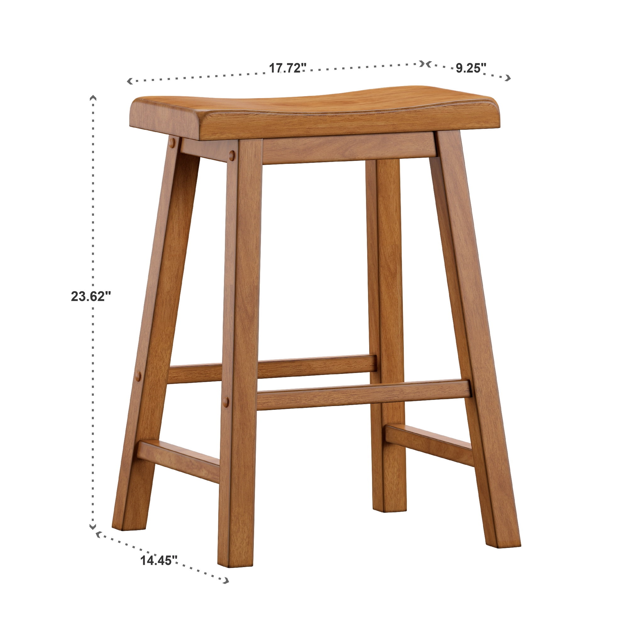 Weston Home Ashby Saddle Seat Backless Counter Stools, Set of 2, Oak Finish