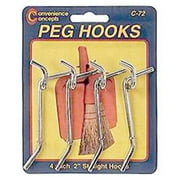 Convenience Concepts SC-72 4 Count 2 in. Straight Single Pegboard Hooks