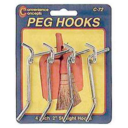 Convenience Concepts SC-72 4 Count 2 in. Straight Single Pegboard Hooks