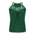 thumbnail image 4 of Wyobmus Womens Lace Tank Tops Loose Fit Pleated Tunics High Neck Sleeveless Lace Tanks Curved Hem S-2X Green, 4 of 6