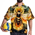 thumbnail image 4 of Starry Bees in the Sky Men's Casual Hawaiian Shirts, Printed Button Down Short Sleeve Summer Beach Tops with Spread Collar - Unisex, 4 of 6