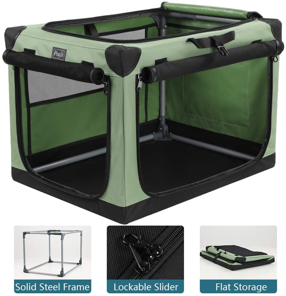 Petsfit Foldable Soft Pet Kennel for Indoor and Outdoor Use, Fits for Medium to Large Dog Breed, Extra Large 42 x 28 x 28 Inches, Green