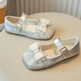 thumbnail image 3 of Dakaela 1-11Y Girls Mary Jane Dress Shoes Toddler Square Toe Rhinestone Bow Ballet Flats Little Big Kids School Party Wedding Shoes Silver, 3 of 6