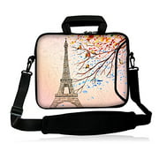 iColor 13" Laptop Tablet Shoulder Bag 12.5" 13.1" 13.3" inches inches Neoprene Handle Sleeve Cover Case Messenger Bag Computer PC Carrier Holder Double Zipper Extra Side Pocket -Eiffel Tower