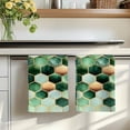 thumbnail image 4 of Dish Towels, Dark&nbsp;Green Marble Absorbent Kitchen Towels 1 PC, Gold Hexagon Geometric Modern Pattern Microfiber Hand Towels Dish Cloths Tea Towels for Home&nbsp; Bathroom,18X28-Inch,, 4 of 6