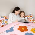 thumbnail image 4 of Homewish Cute Flowers Full Size Comforter Sets,Kawaii Cartoon Themed Bedding Comforter Set,Pink Red,Pink Reversible,3pcs,1 Comforter and 2 Pillowcases, 4 of 7