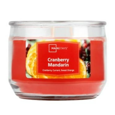 Mainstays 3-Wick Glass Jar Candle, Cranberry Mandarin, Coral Red, 11.5 oz