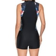 thumbnail image 6 of STETMN Women's Rashguard One Piece Swim Romper Zip Up Short Sleeve Patchwork Bathing Suits, 6 of 6