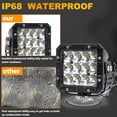thumbnail image 3 of Mistaha High-Power 100W 6000K IP68 Waterproof E15 5-Inch Square LED Work Light (White), 3 of 6